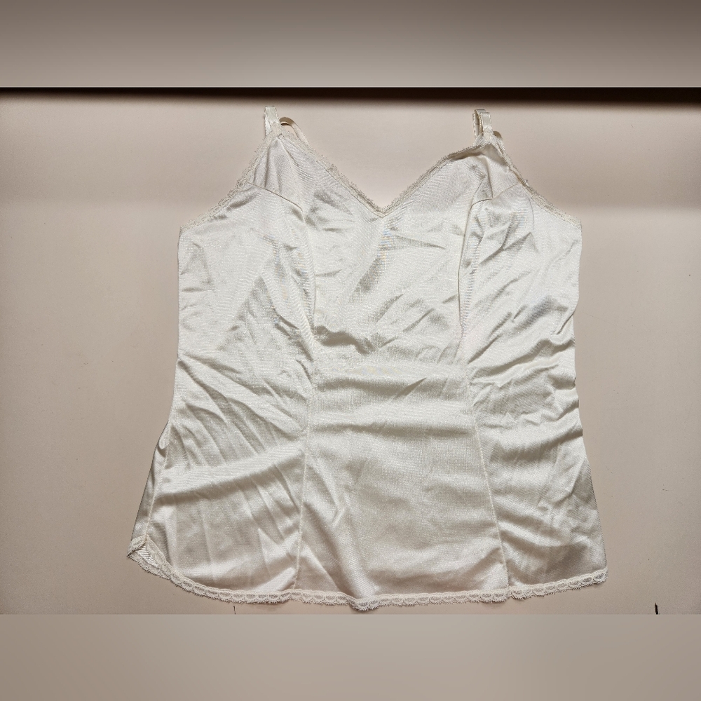 Vanity Fair White Strapless Shapewear Slip with Lace Trim
